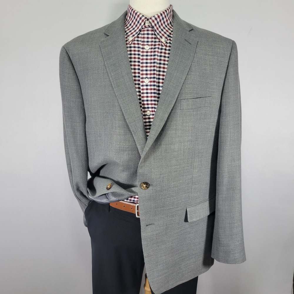 Lauren Ralph Lauren‎ Men's Sport Coat Blazer Two Button Gray Poly Blend 48L
